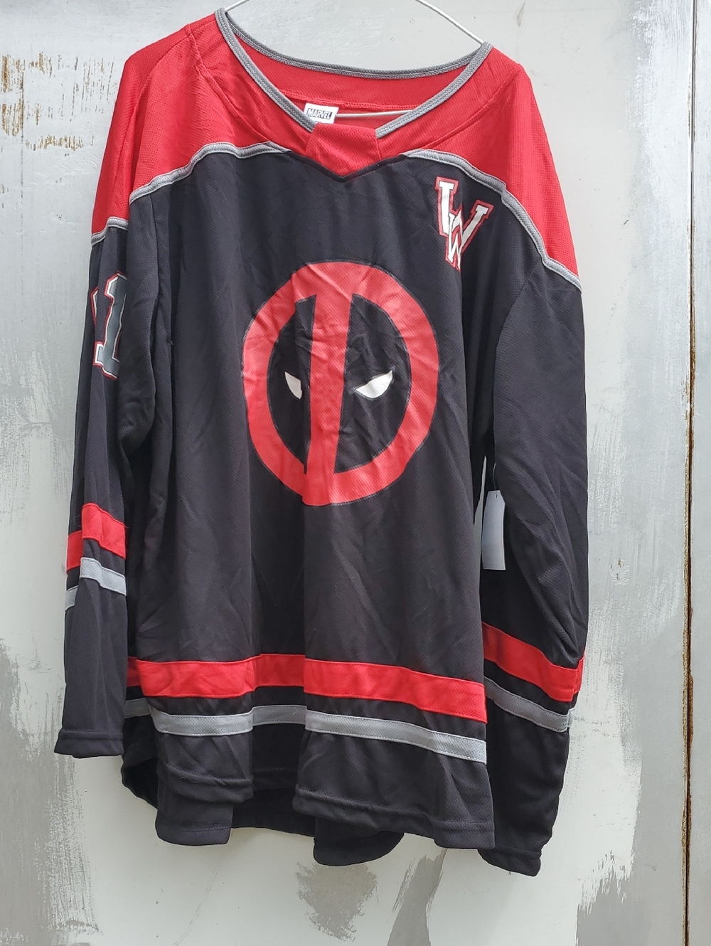 Deadpool Inspired Hockey Jersey - Black & Red 2xl New